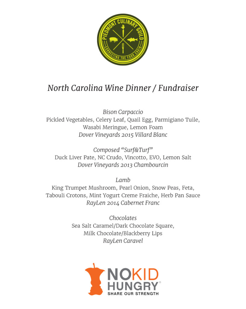 NC Wine Dinner Menu/Pairings